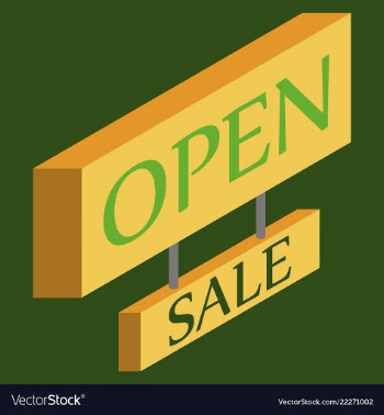 Open door sign label with text in flat style vector image