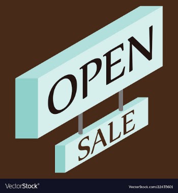 Open door sign label with text in flat style vector image