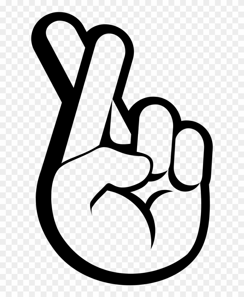 Open - Fingers Crossed Emoji Black And White