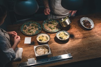 Open kitchen in a fancy restaurant 