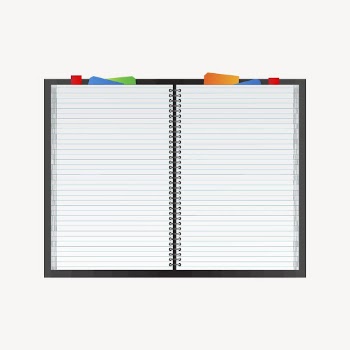 Open notebook sticker, stationery illustration | Free Vector - rawpixel