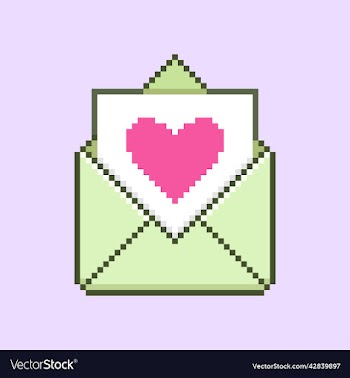 open paper envelope with a blue heart