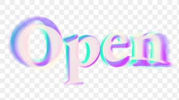 Open PNG sticker, in light flicker font | Free stock illustration | High Resolution graphic