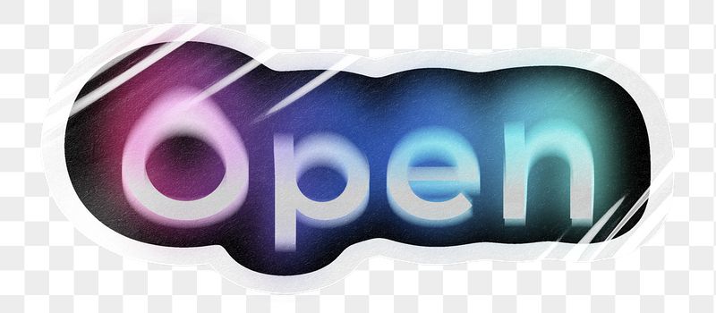 Open png word sticker, neon | Free PNG - rawpixel