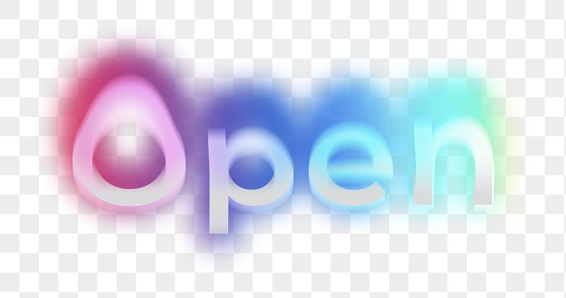 Open png word sticker, neon | Free PNG - rawpixel