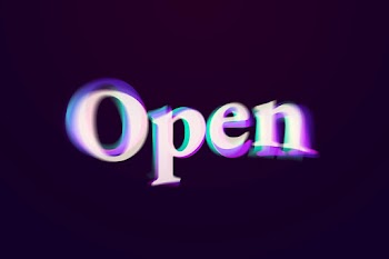 Open word in anaglyph text typography | Free stock illustration | High Resolution graphic