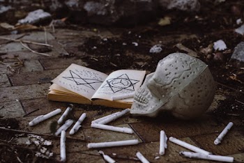 Opened Book Near Skull