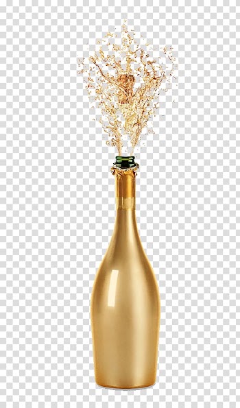 Opened glass bottle illustration, Champagne Wine glass Fizz, Gold champagne transparent background PNG clipart