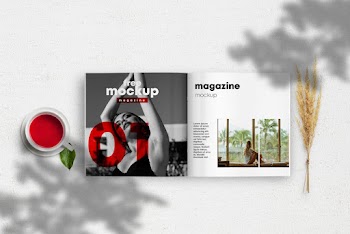 Opened Square Magazine Free Mockup