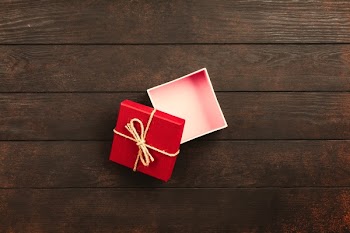 Opened White and Red Gift Box