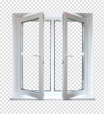 Opened white wooden frame clear glass door, Window blind Aluminium Carpenter Door, Opened windows transparent background PNG clipart