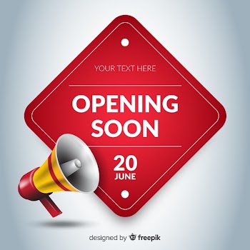 Opening soon background in realistic style Free Vector