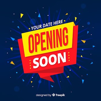 Opening soon background with confetti Free Vector