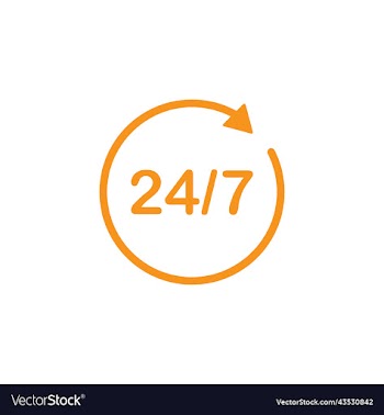 orange 24 hours service line icon