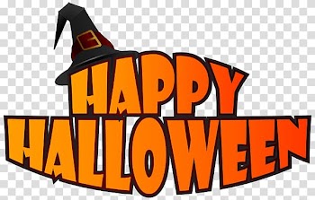 Orange and black Happy Halloween victor art, Sticker Halloween transparent background PNG clipart