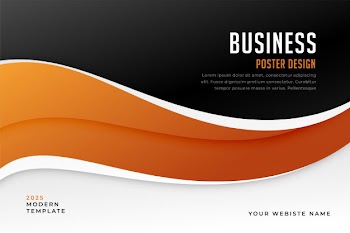 Orange and black wave background presentation Free Vector