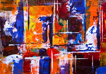 Orange And Blue Abstract Painting