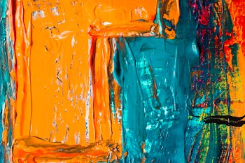 Orange and Blue Abstract Painting
