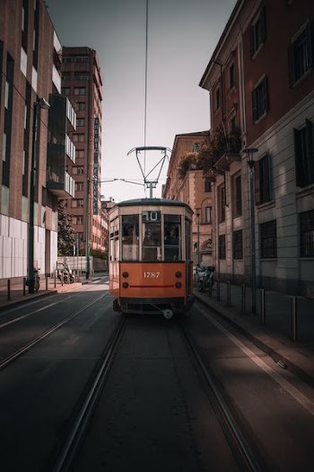 orange and gray train