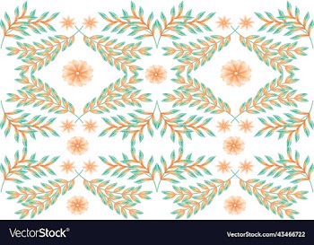 orange and green branches and flowers pattern