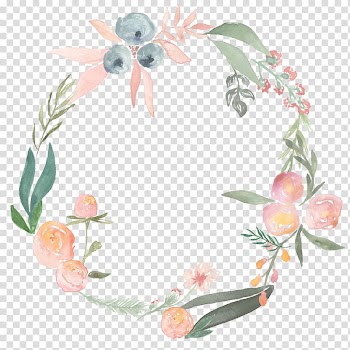 Orange and green flowers , Watercolor painting Flower Wreath , floral wreath transparent background PNG clipart