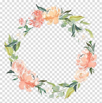 Orange and green flowers wreath border, Wedding invitation Garden House Convite, wedding transparent background PNG clipart