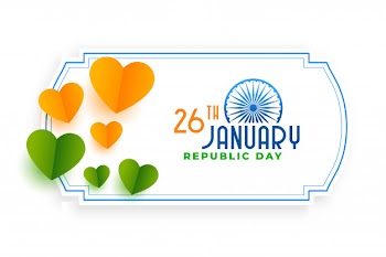 Orange and green hearts for indian republic day Free Vector