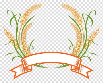 Orange and green leafed plant with ribbon template, Wheat Logo Cereal , Wheat logo transparent background PNG clipart