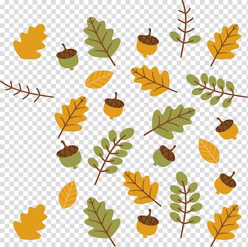 Orange and green leaves and acorns art, Autumn Leaves Leaf, Autumn leaves transparent background PNG clipart