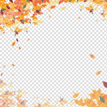 Orange and multicolored leaves art, Autumn leaf color , Autumn poster frame transparent background PNG clipart