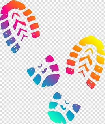 Orange and multicolored shoe print illustration, Shoe Boot Converse Footprint , Colorful hand-painted cartoon shoeprint transparent background PNG clipart