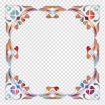 Orange and purple filigree frame, frame , Floral Border transparent background PNG clipart