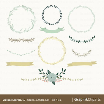 Orange and purple vintage flower wreath clipart - Clip Art Library