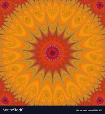 Orange and red abstract mandala fractal background vector image