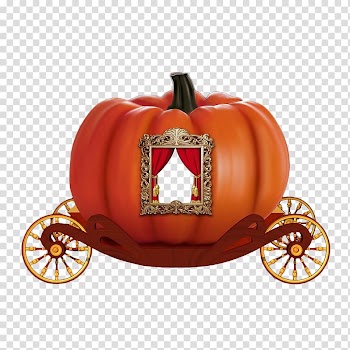 Orange and red Cinderella carriage , Cinderella Pumpkin Calabaza, Cartoon pumpkin carriage transparent background PNG clipart