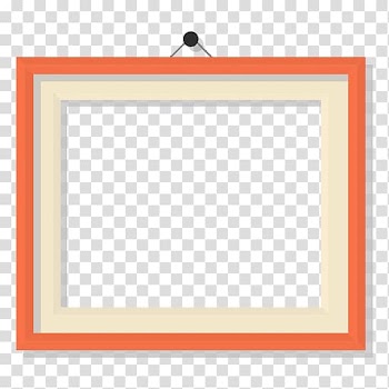 Orange and white frame template, Rectangle Area Frames Square, hanging string polaroid frame transparent background PNG clipart