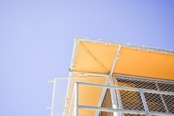 Orange and White Painted Structure