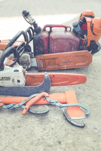 Orange and White Stihl 200 C Chainsaw