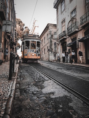 Orange and White Tram