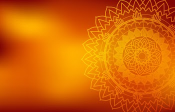 Orange background with mandala Free Vector