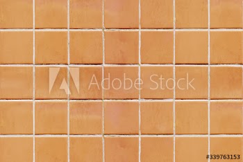 Orange bathroom tiles