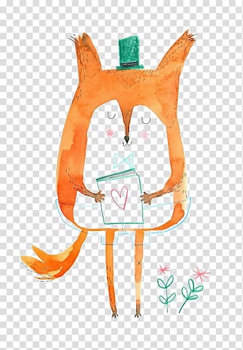 Orange bear illustration, Red fox Ed Emberleys Drawing Book Illustration, fox transparent background PNG clipart