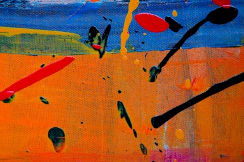 Orange, Black, and Blue Abstract Painting