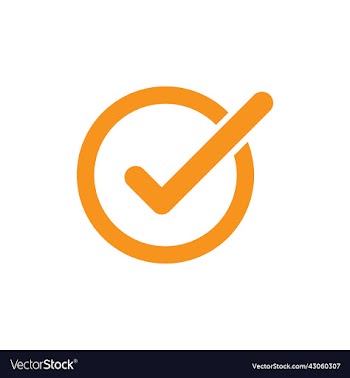 orange check mark icon or logo