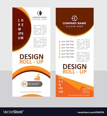 orange color roll up banner design template