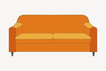 Orange couch, furniture illustration. Free | Free Photo - rawpixel
