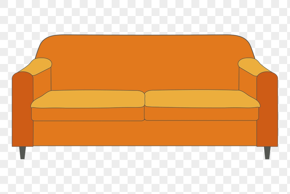 Orange couch png sticker, furniture | Free PNG - rawpixel