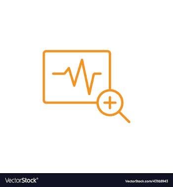 orange diagnostic with magnifying glass ico