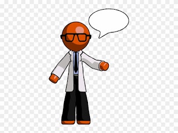 Orange Doctor Scientist Man With Word Bubble - Illustration