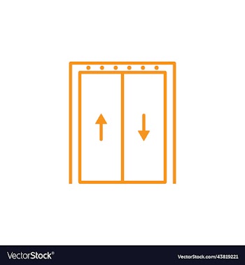 orange elevator line art icon